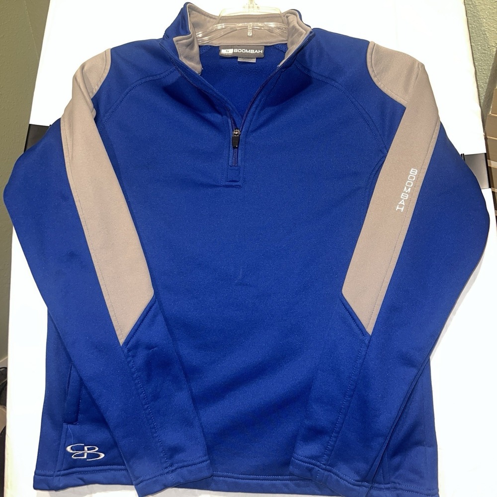 BOOMBAH 1/4 Zip Pullover Mens small S Blue Gray Athletic Tech Sweatshirt